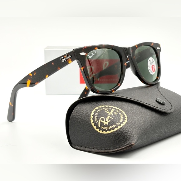 Polarized Ray Ban Tortoise Frame G-15 Glass Lens Wayfarer RB2140 50-22-150 - Picture 2 of 6